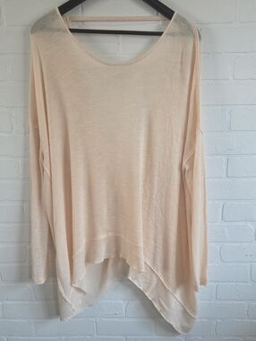 We The Free Light Peach Oversized Knotted Back Sweater